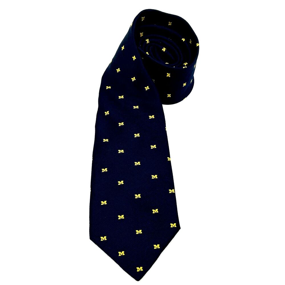 Vintage Miglio Ltd University of Michigan Block M Logo Neck Tie Made in USA